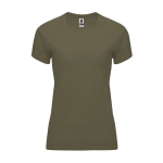 T-shirt técnica justa de poliéster para mulher 135 g/m2 Roly Direct Bahrain cor verde militar segunda vista