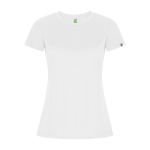 T-shirt técnica de poliéster reciclado para mulher 135 g/m2 Roly Direct Imola cor branco segunda vista