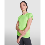 T-shirt técnica de poliéster reciclado para mulher 135 g/m2 Roly Direct Imola cor turquesa primeira vista de uso