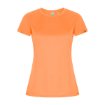 T-shirt técnica de poliéster reciclado para mulher 135 g/m2 Roly Direct Imola cor cor-de-laranja fluorescente segunda vista