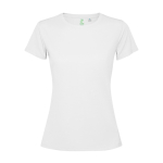 T-shirt técnica de poliéster reciclado para mulher 125 g/m2 Roly Direct Estoril cor branco segunda vista