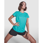 T-shirt técnica de poliéster reciclado para mulher 125 g/m2 Roly Direct Estoril cor verde esmeralda primeira vista de uso