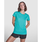 T-shirt técnica de poliéster reciclado para mulher 125 g/m2 Roly Direct Estoril cor verde esmeralda quarta vista de uso