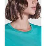 T-shirt técnica de poliéster reciclado para mulher 125 g/m2 Roly Direct Estoril cor verde esmeralda vista detalhe 1