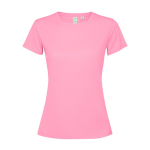 T-shirt técnica de poliéster reciclado para mulher 125 g/m2 Roly Direct Estoril cor rosa pastel segunda vista