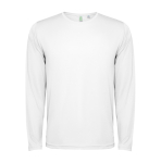 T-shirt técnica, manga comprida, poliéster 125 g/m2 Roly Direct Estoril L/S cor branco segunda vista