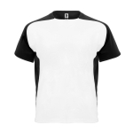 T-shirt técnica de poliéster com manga raglan 140 g/m2 Roly Direct Bugatti cor branco/preto segunda vista