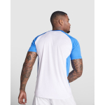 T-shirt técnica de poliéster com manga raglan 140 g/m2 Roly Direct Bugatti cor branco/azul quarta vista de uso