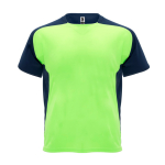 T-shirt técnica de poliéster com manga raglan 140 g/m2 Roly Direct Bugatti cor verde fluorescente segunda vista