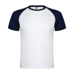 T-shirt desportiva de poliéster bicolor 140 g/m2 Roly Direct Indianapolis cor branco segunda vista