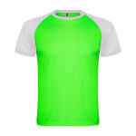 T-shirt desportiva de poliéster bicolor 140 g/m2 Roly Direct Indianapolis cor verde fluorescente segunda vista