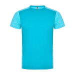 T-shirt técnica de manga curta, poliéster 135 g/m2 Roly Direct Zolder cor turquesa segunda vista