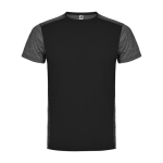 T-shirt técnica de manga curta, poliéster 135 g/m2 Roly Direct Zolder cor preto mate segunda vista