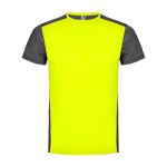 T-shirt técnica de manga curta, poliéster 135 g/m2 Roly Direct Zolder cor amarelo fluorescente segunda vista