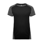 T-shirt técnica de poliéster bicolor para mulher 135 g/m2 Roly Direct Zolder cor preto segunda vista
