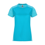 T-shirt técnica de poliéster bicolor para mulher 135 g/m2 Roly Direct Zolder cor turquesa segunda vista