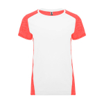 T-shirt técnica de poliéster bicolor para mulher 135 g/m2 Roly Direct Zolder cor coral segunda vista