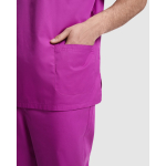 Túnica unissexo de poliéster e algodão, manga curta 160 g/m2 Roly Panacea cor violeta vista detalhe 1