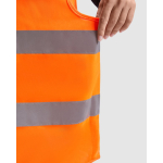Colete de alta visibilidade com faixas refletoras e fecho de velcro Roly Sirio cor cor-de-laranja fluorescente vista detalhe 2