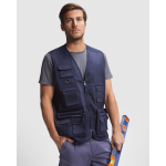 Colete de trabalho multibolsos de algodão e poliéster 200 g/m2 Roly Venera cor azul-marinho primeira vista de uso