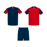 Conjunto desportivo unissexo com 2 t-shirts e calções 140 g/m2 Roly Direct Juve cor vermelho segunda vista
