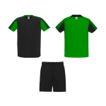 Conjunto desportivo unissexo com 2 t-shirts e calções 140 g/m2 Roly Direct Juve cor verde segunda vista