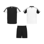Conjunto desportivo unissexo com 2 t-shirts e calções 140 g/m2 Roly Direct Juve cor branco/preto segunda vista