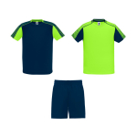 Conjunto desportivo unissexo com 2 t-shirts e calções 140 g/m2 Roly Direct Juve cor verde fluorescente segunda vista