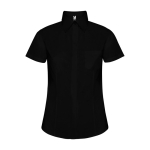 Camisa de trabalho para hotelaria, manga curta de poliéster 130 g/m2 Roly Sofia cor preto segunda vista