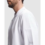 Casaco de cozinha, manga comprida de poliéster 150 g/m2 Roly Dabiz cor branco vista detalhe 1