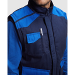 Colete de trabalho multibolsos de poliéster e algodão 200 g/m2 Roly Armada cor azul real vista detalhe 3