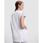 Bata de poliéster com fecho central para mulher 130 g/m2 Roly Aldany cor branco quarta vista de uso