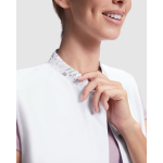 Bata de poliéster com fecho central para mulher 130 g/m2 Roly Aldany cor branco vista detalhe 2