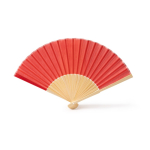 Leque com varetas de bambu e tecido de poliéster colorido cor vermelho primeira vista de uso