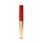 Leque com varetas de bambu e tecido de poliéster colorido cor vermelho vista detalhe 4