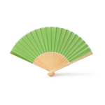 Leque com varetas de bambu e tecido de poliéster colorido cor verde segunda vista