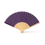 Leque com varetas de bambu e tecido de poliéster colorido cor violeta segunda vista