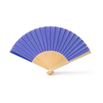 Leque com varetas de bambu e tecido de poliéster colorido cor azul real segunda vista