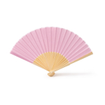 Leque com varetas de bambu e tecido de poliéster colorido cor cor-de-rosa claro segunda vista