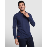 Polo ignífugo de manga comprida, carcela de 3 botões 220 g/m2 Roly Santana cor azul-marinho quarta vista de uso