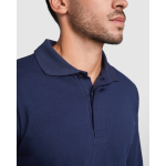 Polo ignífugo de manga comprida, carcela de 3 botões 220 g/m2 Roly Santana cor azul-marinho vista detalhe 2
