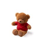 Urso de peluche com t-shirt de poliéster e toque ultramacio cor vermelho primeira vista de uso