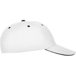 Boné de algodão de 6 painéis com fecho traseiro de velcro cor branco vista detalhe 2