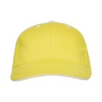 Boné de algodão de 6 painéis com fecho traseiro de velcro cor amarelo segunda vista