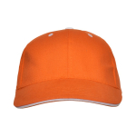 Boné de algodão de 6 painéis com fecho traseiro de velcro cor cor-de-laranja segunda vista