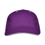 Boné de algodão de 6 painéis com fecho traseiro de velcro cor violeta segunda vista