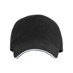 Boné de 5 painéis com pala a contrastar de algodão 170 g/m2 cor preto segunda vista