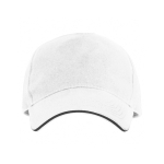 Boné de 5 painéis com pala a contrastar de algodão 170 g/m2 cor branco segunda vista