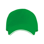 Boné de 5 painéis com pala a contrastar de algodão 170 g/m2 cor verde segunda vista