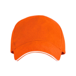 Boné de 5 painéis com pala a contrastar de algodão 170 g/m2 cor cor-de-laranja segunda vista